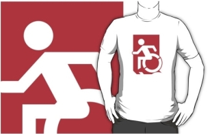 Accessible Exit Sign Project Wheelchair Wheelie Running Man Symbol Means of Egress Icon Disability Emergency Evacuation Fire Safety Adult t-shirt 86