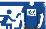 Accessible Exit Sign Project Wheelchair Wheelie Running Man Symbol Means of Egress Icon Disability Emergency Evacuation Fire Safety Adult T-shirt 89