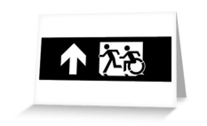 Accessible Exit Sign Project Wheelchair Wheelie Running Man Symbol Means of Egress Icon Disability Emergency Evacuation Fire Safety Greeting Card 111