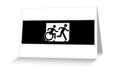 Accessible Exit Sign Project Wheelchair Wheelie Running Man Symbol Means of Egress Icon Disability Emergency Evacuation Fire Safety Greeting Card 112