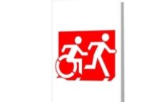 Accessible Exit Sign Project Wheelchair Wheelie Running Man Symbol Means of Egress Icon Disability Emergency Evacuation Fire Safety Greeting Card 126