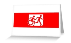 Accessible Exit Sign Project Wheelchair Wheelie Running Man Symbol Means of Egress Icon Disability Emergency Evacuation Fire Safety Greeting Card 19