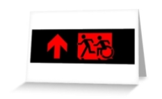 Accessible Exit Sign Project Wheelchair Wheelie Running Man Symbol Means of Egress Icon Disability Emergency Evacuation Fire Safety Greeting Card 84