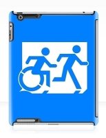 Accessible Exit Sign Project Wheelchair Wheelie Running Man Symbol Means of Egress Icon Disability Emergency Evacuation Fire Safety iPad Case 133