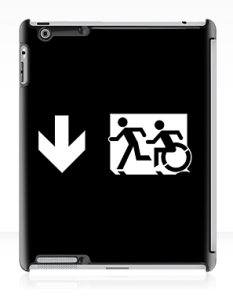 Accessible Exit Sign Project Wheelchair Wheelie Running Man Symbol Means of Egress Icon Disability Emergency Evacuation Fire Safety iPad Case 140