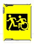 Accessible Exit Sign Project Wheelchair Wheelie Running Man Symbol Means of Egress Icon Disability Emergency Evacuation Fire Safety iPad Case 159