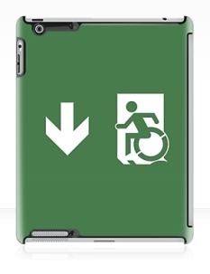 Accessible Exit Sign Project Wheelchair Wheelie Running Man Symbol Means of Egress Icon Disability Emergency Evacuation Fire Safety iPad Case 21