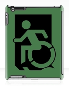 Accessible Exit Sign Project Wheelchair Wheelie Running Man Symbol Means of Egress Icon Disability Emergency Evacuation Fire Safety iPad Case 36