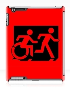 Accessible Exit Sign Project Wheelchair Wheelie Running Man Symbol Means of Egress Icon Disability Emergency Evacuation Fire Safety iPad Case 46