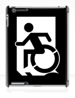 Accessible Exit Sign Project Wheelchair Wheelie Running Man Symbol Means of Egress Icon Disability Emergency Evacuation Fire Safety iPad Case 58