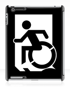 Accessible Exit Sign Project Wheelchair Wheelie Running Man Symbol Means of Egress Icon Disability Emergency Evacuation Fire Safety iPad Case 83