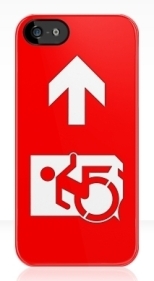 Accessible Exit Sign Project Wheelchair Wheelie Running Man Symbol Means of Egress Icon Disability Emergency Evacuation Fire Safety iPhone Case 14