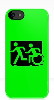 Accessible Exit Sign Project Wheelchair Wheelie Running Man Symbol Means of Egress Icon Disability Emergency Evacuation Fire Safety iPhone Case 147