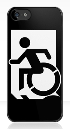 Accessible Exit Sign Project Wheelchair Wheelie Running Man Symbol Means of Egress Icon Disability Emergency Evacuation Fire Safety iPhone Case 148