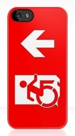 Accessible Exit Sign Project Wheelchair Wheelie Running Man Symbol Means of Egress Icon Disability Emergency Evacuation Fire Safety iPhone Case 15