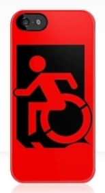 Accessible Exit Sign Project Wheelchair Wheelie Running Man Symbol Means of Egress Icon Disability Emergency Evacuation Fire Safety iPhone Case 32