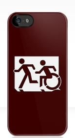 Accessible Exit Sign Project Wheelchair Wheelie Running Man Symbol Means of Egress Icon Disability Emergency Evacuation Fire Safety iPhone Case 47