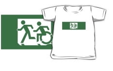 Accessible Exit Sign Project Wheelchair Wheelie Running Man Symbol Means of Egress Icon Disability Emergency Evacuation Fire Safety Kids T-shirt 103