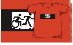Accessible Exit Sign Project Wheelchair Wheelie Running Man Symbol Means of Egress Icon Disability Emergency Evacuation Fire Safety Kids T-shirt 118