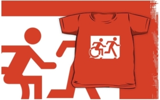 Accessible Exit Sign Project Wheelchair Wheelie Running Man Symbol Means of Egress Icon Disability Emergency Evacuation Fire Safety Kids T-shirt 122