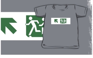 Accessible Exit Sign Project Wheelchair Wheelie Running Man Symbol Means of Egress Icon Disability Emergency Evacuation Fire Safety Kids T-shirt 177