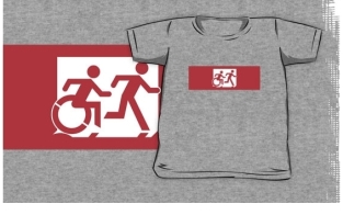 Accessible Exit Sign Project Wheelchair Wheelie Running Man Symbol Means of Egress Icon Disability Emergency Evacuation Fire Safety Kids T-shirt 193