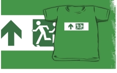 Accessible Exit Sign Project Wheelchair Wheelie Running Man Symbol Means of Egress Icon Disability Emergency Evacuation Fire Safety Kids T-shirt 196