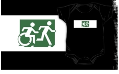 Accessible Exit Sign Project Wheelchair Wheelie Running Man Symbol Means of Egress Icon Disability Emergency Evacuation Fire Safety Kids T-shirt 216