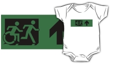 Accessible Exit Sign Project Wheelchair Wheelie Running Man Symbol Means of Egress Icon Disability Emergency Evacuation Fire Safety Kids T-shirt 234