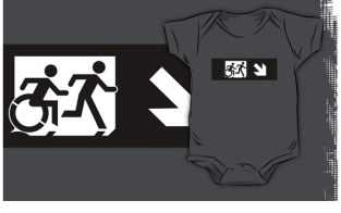 Accessible Exit Sign Project Wheelchair Wheelie Running Man Symbol Means of Egress Icon Disability Emergency Evacuation Fire Safety Kids T-shirt 281