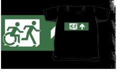 Accessible Exit Sign Project Wheelchair Wheelie Running Man Symbol Means of Egress Icon Disability Emergency Evacuation Fire Safety Kids T-shirt 66