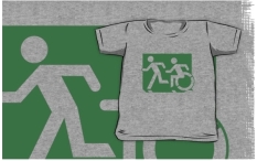 Accessible Exit Sign Project Wheelchair Wheelie Running Man Symbol Means of Egress Icon Disability Emergency Evacuation Fire Safety Kids T-shirt 74