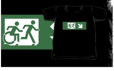 Accessible Exit Sign Project Wheelchair Wheelie Running Man Symbol Means of Egress Icon Disability Emergency Evacuation Fire Safety Kids T-shirt 78