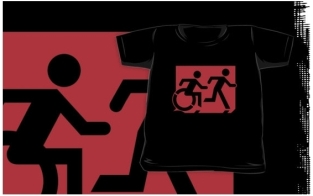 Accessible Exit Sign Project Wheelchair Wheelie Running Man Symbol Means of Egress Icon Disability Emergency Evacuation Fire Safety Kids T-shirt 82