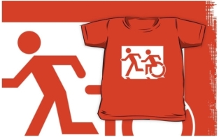 Accessible Exit Sign Project Wheelchair Wheelie Running Man Symbol Means of Egress Icon Disability Emergency Evacuation Fire Safety Kids T-shirt 97