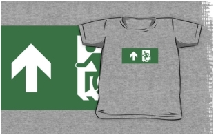 Accessible Exit Sign Project Wheelchair Wheelie Running Man Symbol Means of Egress Icon Disability Emergency Evacuation Fire Safety Kids T-shirts 119