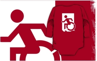 Accessible Exit Sign Project Wheelchair Wheelie Running Man Symbol Means of Egress Icon Disability Emergency Evacuation Fire Safety Kids T-shirts 46
