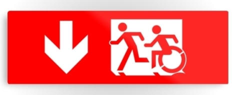 Accessible Exit Sign Project Wheelchair Wheelie Running Man Symbol Means of Egress Icon Disability Emergency Evacuation Fire Safety Metal Printed 13