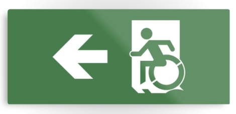 Accessible Exit Sign Project Wheelchair Wheelie Running Man Symbol Means of Egress Icon Disability Emergency Evacuation Fire Safety Metal Printed 17