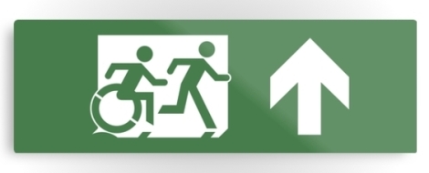 Accessible Exit Sign Project Wheelchair Wheelie Running Man Symbol Means of Egress Icon Disability Emergency Evacuation Fire Safety Metal Printed 27