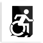 Accessible Exit Sign Project Wheelchair Wheelie Running Man Symbol Means of Egress Icon Disability Emergency Evacuation Fire Safety Metal Printed 28