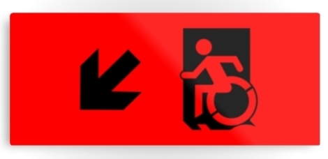Accessible Exit Sign Project Wheelchair Wheelie Running Man Symbol Means of Egress Icon Disability Emergency Evacuation Fire Safety Metal Printed 33