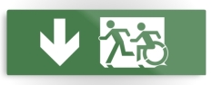 Accessible Exit Sign Project Wheelchair Wheelie Running Man Symbol Means of Egress Icon Disability Emergency Evacuation Fire Safety Metal Printed 38