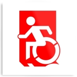 Accessible Exit Sign Project Wheelchair Wheelie Running Man Symbol Means of Egress Icon Disability Emergency Evacuation Fire Safety Metal Printed 39