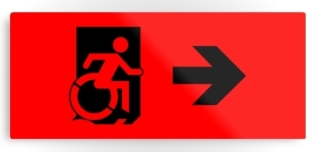 Accessible Exit Sign Project Wheelchair Wheelie Running Man Symbol Means of Egress Icon Disability Emergency Evacuation Fire Safety Metal Printed 43