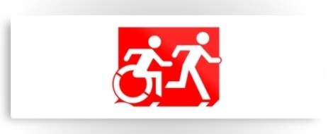 Accessible Exit Sign Project Wheelchair Wheelie Running Man Symbol Means of Egress Icon Disability Emergency Evacuation Fire Safety Metal Printed 59