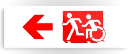 Accessible Exit Sign Project Wheelchair Wheelie Running Man Symbol Means of Egress Icon Disability Emergency Evacuation Fire Safety Metal Printed 61
