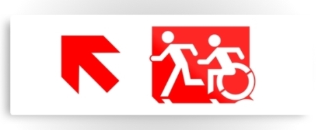 Accessible Exit Sign Project Wheelchair Wheelie Running Man Symbol Means of Egress Icon Disability Emergency Evacuation Fire Safety Metal Printed 62