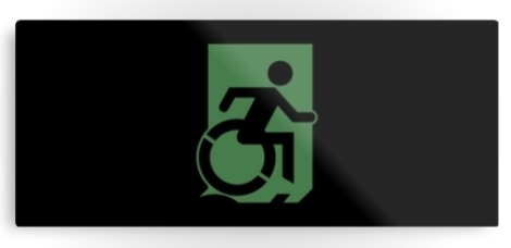 Accessible Exit Sign Project Wheelchair Wheelie Running Man Symbol Means of Egress Icon Disability Emergency Evacuation Fire Safety Metal Printed 65