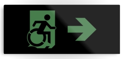 Accessible Exit Sign Project Wheelchair Wheelie Running Man Symbol Means of Egress Icon Disability Emergency Evacuation Fire Safety Metal Printed 69
